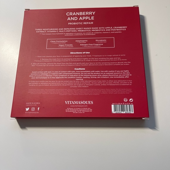 Vitamasques cranberry and apple probiotic repaire face mask - Picture 2 of 3
